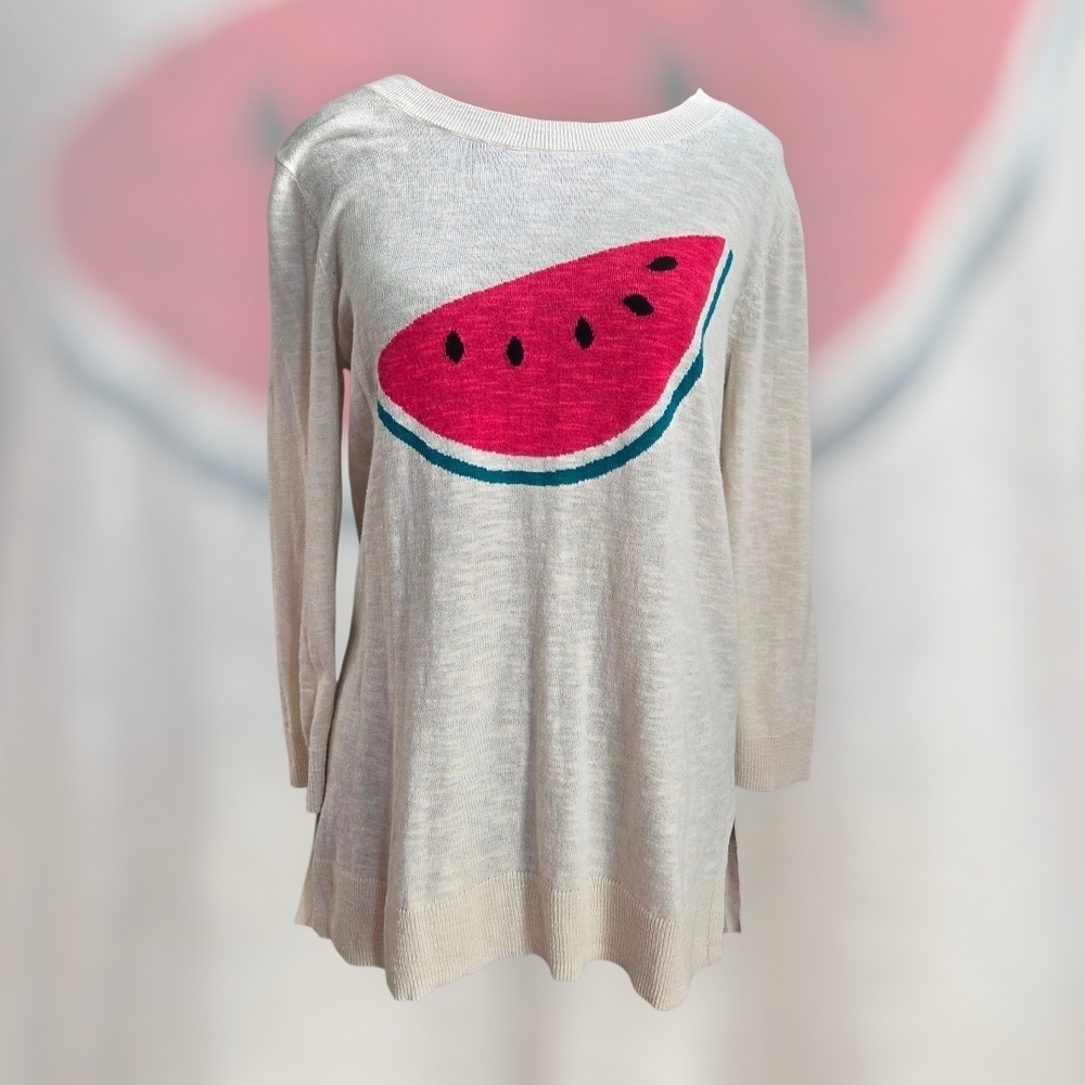 GAP Cream Sweater with Watermelon Design Size Small (Fits More Like A Med)